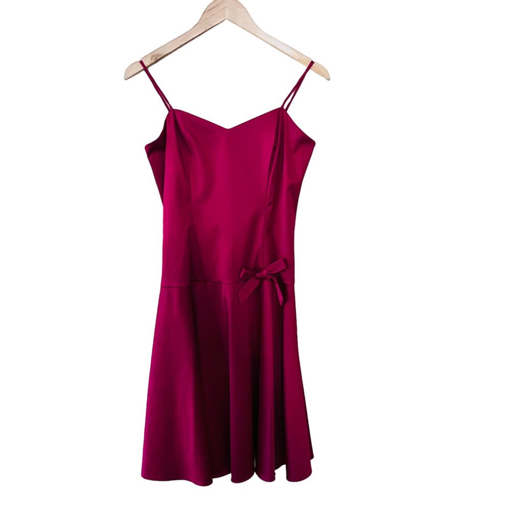 JS Collections Satin Drop Waist Spagetti Strap Midi Dress Size 4 Pink NEW
